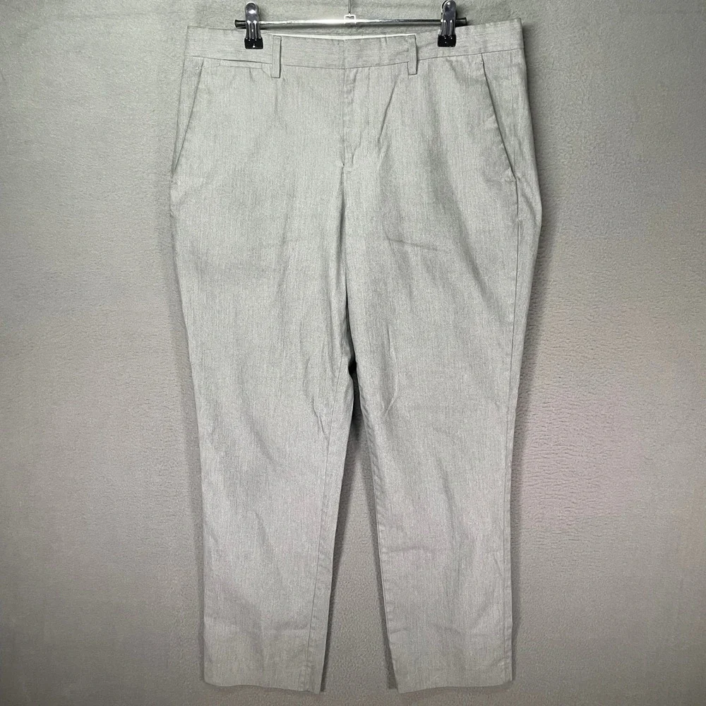Express Photographer Pants Mens 32x30 Gray Slim Dress Stretch Flat Front‎ Flaw
